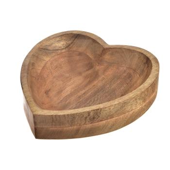 Bol decorativ din lemn de mango InDecor Heart, 25x 25 x 7 cm, L