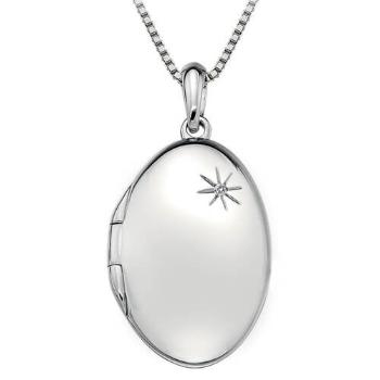 Hot Diamonds Stříbrný náhrdelník Hot Diamonds Memoirs Oval Locket DP493 (řetízek, přívěsek)