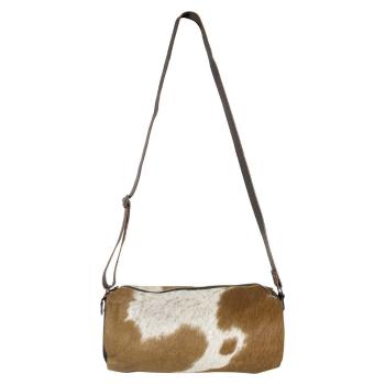 Kožená kabelka crossbody z hovězí kůže hnědá/bílá - 32*15*15cm GKTCKB