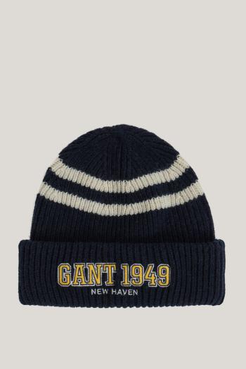 ČEPICE GANT 1949 STRIPED KNITTED BEANIE EVENING BLUE
