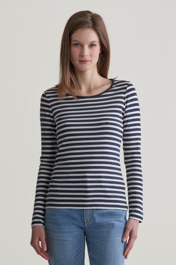 TRIČKO GANT SLIM STRIPED 1X1 RIBBED LS T-SHIRT EVENING BLUE