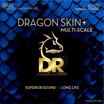 DR Strings Dragon Skin+ Coated Nickel 5-String Medium 45-125 Tapered Multi-Scale Struny pro 5-strunnou baskytaru