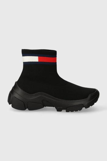 Sneakers boty Tommy Jeans TJW SOCK BOOT černá barva, EN0EN02446