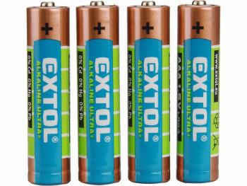 Baterie alkalické ULTRA +, 4ks, 1,5V AAA (LR03) EXTOL ENERGY