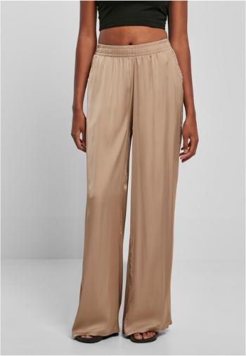 Urban Classics Ladies Satin Wide Leg Pants softtaupe - 3XL