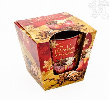 Dísz poharas illatgyertya - karácsonyi sült alma, fahéj, fűszerek