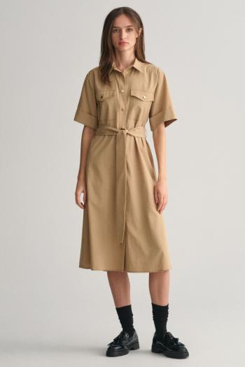 ŠATY GANT REG UTILITY SS SHIRT DRESS DARK KHAKI