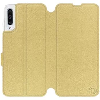 Flipové pouzdro na mobil Samsung Galaxy A50 v provedení  Gold&Gray s šedým vnitřkem (5903226860074)