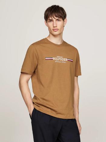 Tommy Hilfiger pánské hnědé tričko - XL (HJW)