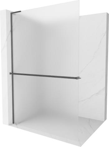 MEXEN/S - Kioto+ L Sprchová zástena WALK-IN s poličkou a držiakom uterákov 90 x 200, dekor, grafit kartáčovaná 800-090-123-66-30