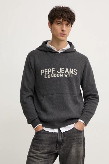 Svetr z vlněné směsi Pepe Jeans CARSON pánský, šedá barva, PM702459