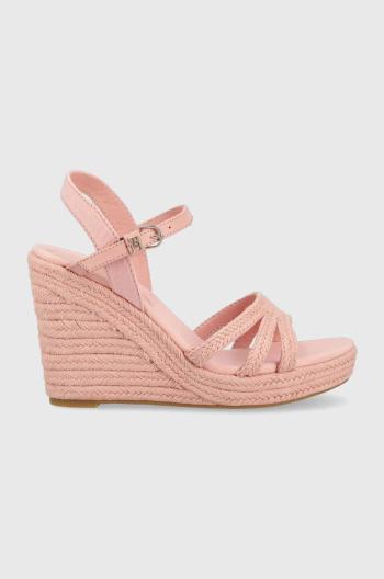 Sandály Tommy Hilfiger ESSENTIAL WEDGE SANDAL dámské, růžová barva, na klínku, FW0FW07159