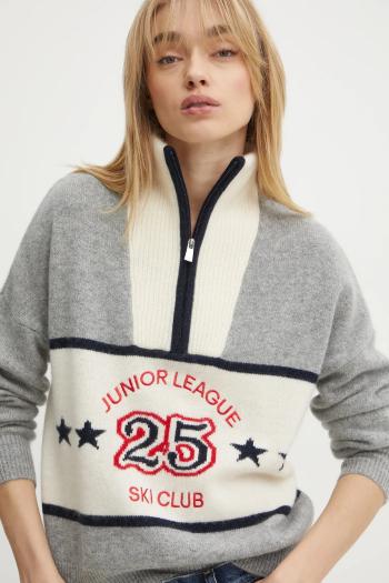 Kašmírový sveter FROM FUTURE šedá farba, tenký, WPM02188