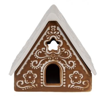 Porcelánový svícen perníková chaloupka Gingerbread House - 8*7*7 cm 6CE1744