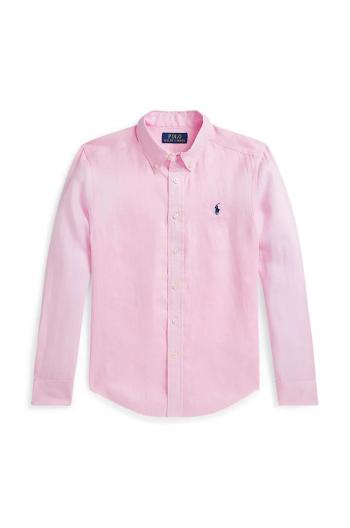 Dětská bavlněná košile Polo Ralph Lauren růžová barva, 323967600002