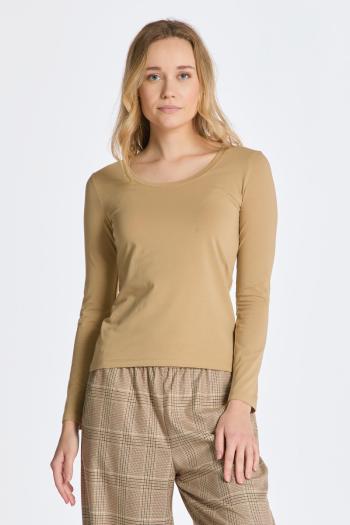 TRIČKO GANT SLIM COT/ELA LS SCOOP NECK TOP DARK KHAKI