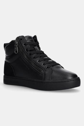 Kožené sneakers boty Calvin Klein Jeans CLASSIC CUPSOLE ZIP MID IN černá barva, YM0YM01156