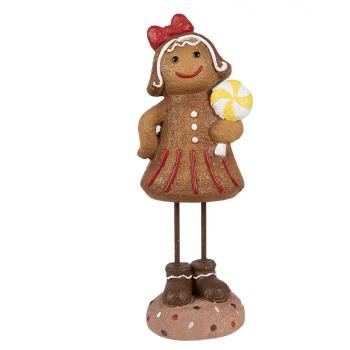 Vánoční dekorace Perníček Gingerbread dívka s lízátkem - 10*8*23 cm 6PR4273