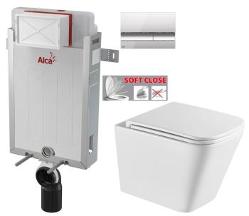 ALCADRAIN Renovmodul předstěnový instalační systém s chromovým tlačítkem M1721 + WC INVENA FLORINA WITH SOFT, včetně soft/close sedátka AM115/1000 M1721 FL1