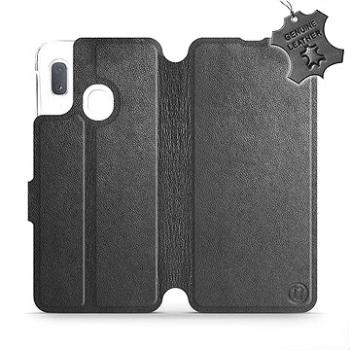 Flip pouzdro na mobil Samsung Galaxy A20e - Černé - kožené - Black Leather (5903226908233)