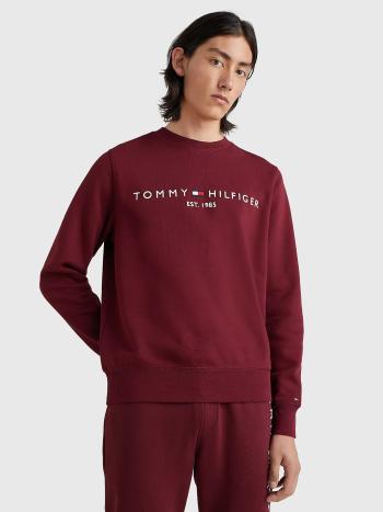 Tommy Hilfiger pánská vínová mikina Logo - M (VLP)