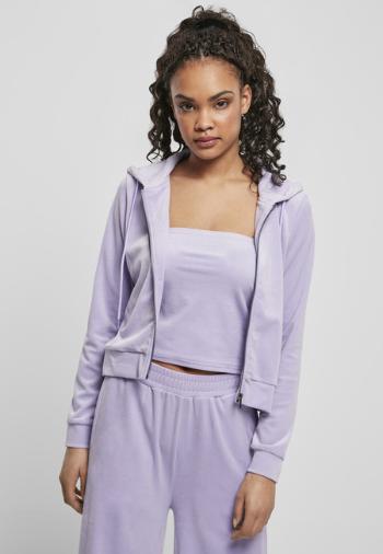 Urban Classics Ladies Short Velvet Zip Hoody lavender - XL