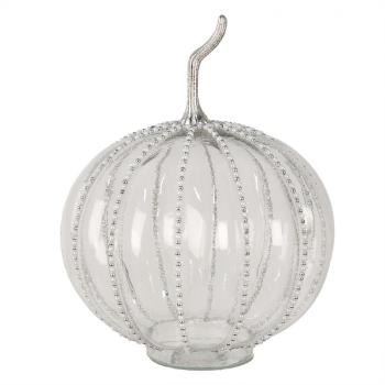 Transparentní skleněná dýně Pumpkin s korálky XL - Ø 25*33 cm  6GL4544XL