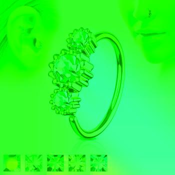 Oceľový 316L piercing do nosa alebo ucha - farebné zirkóny v objímke - Farba zirkónu: Aqua modrá - Q