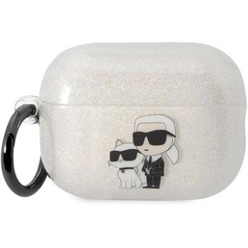 Karl Lagerfeld 3D Logo NFT Karl and Choupette TPU Glitter Pouzdro pro Airpods Pro 2 White (KLAP2HNKCTGT)