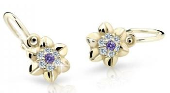 Cutie Jewellery Roztomilé dětské náušnice ze žlutého zlata C2202-10-X-1 fialová