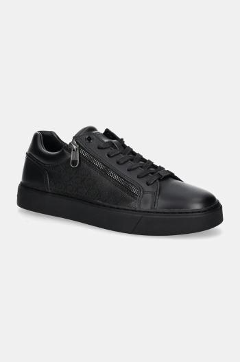 Sneakers boty Calvin Klein LOW TOP LACE UP W/ ZIP MONO černá barva, HM0HM01555