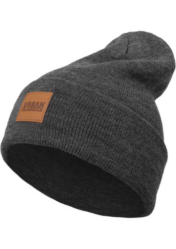 Urban Classics Leatherpatch Long Beanie charcoal - UNI