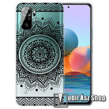 Szilikon védő tok / hátlap - FEKETE MANDALA MINTÁS - ÁTLÁTSZÓ - Xiaomi Redmi Note 10 / Note 10S / Poco M5s