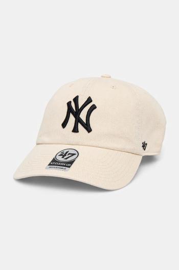 Bavlněná baseballová čepice 47 brand MLB New York Yankees béžová barva, s aplikací, B-RGW17GWS-NTB