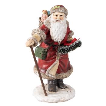 Vánoční dekorace socha Santa s nůší dárků - 14*12*20 cm 6PR3967