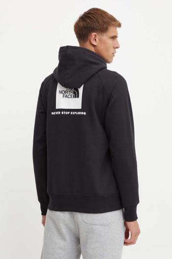 Mikina The North Face Raglan Redbox Hoodie pánská, černá barva, s kapucí, s potiskem, NF0A89F9KY41