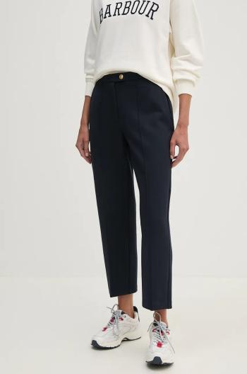 Kalhoty Tommy Hilfiger dámské, tmavomodrá barva, střih chinos, high waist, WW0WW43477