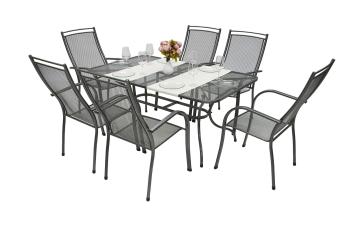Záhradná kovová zostava PALMA I. 1+6 Stôl obdĺžník 160x95 cm (CT0311)