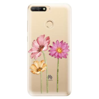 Odolné silikonové pouzdro iSaprio - Three Flowers - Huawei Y6 Prime 2018