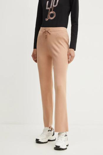 Kalhoty Liu Jo dámské, růžová barva, jednoduché, high waist, TF4214 MS75L