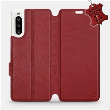 Flip pouzdro na mobil Sony Xperia 10 II - Tmavě červené - kožené -   Dark Red Leather (5903516241217)