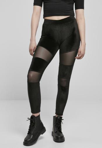 Urban Classics Ladies Velvet Tech Mesh Leggings black - S