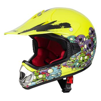 Dětská moto přilba W-TEC V310  Zombie Neon Green  S (49-50)