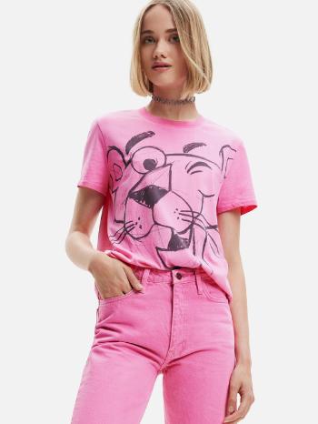 Desigual Pink Panther Smile Triko Růžová