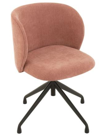 Růžová sametová jídelní točící židle Chair Turn Pink - 56*48*77cm 35006