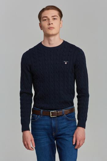 SVETR GANT COTTON CABLE C-NECK EVENING BLUE