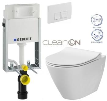 GEBERIT KOMBIFIXBasic vč. bílého  tlačítka DELTA 50 + WC CERSANIT CLEANON CITY 110.100.00.1 50BI CI1