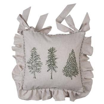 Béžový povlak na podsedák s volánky se stromky Natural Pine Trees - 40*40 cm NPT25