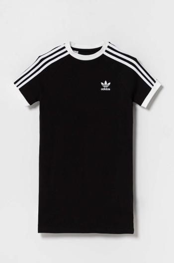 Dětské bavlněné šaty adidas Originals černá barva, mini