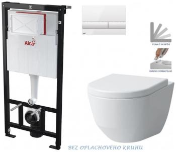 ALCADRAIN Sádromodul předstěnový instalační systém s bílým tlačítkem M1710 + WC LAUFEN PRO RIMLESS + SEDÁTKO AM101/1120 M1710 LP1